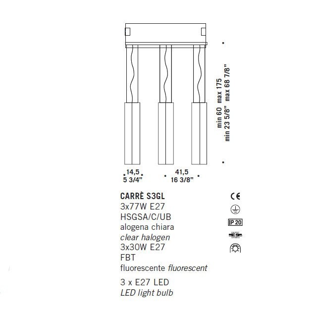 Подвесной светильник De Majo CARRE S3GL 0CARR0S38 Подвесной светильник De Majo CARRE S3GL 0CARR0S38
