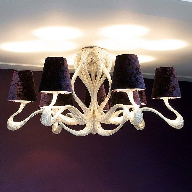 Потолочная люстра Jacco Maris Ode 1647 OD09CE.SI violet lampshades Потолочная люстра Jacco Maris Ode 1647 OD09CE.SI violet lampshades