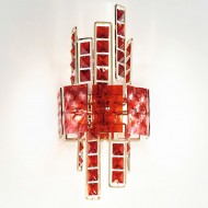 Настенный светильник IDL Crystalline 493/2A light gold / red glass Настенный светильник IDL Crystalline 493/2A light gold / red glass