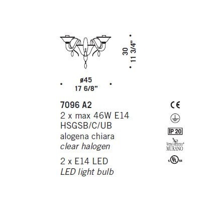 Бра De Majo 7096 A2 070960A24 Бра De Majo 7096 A2 070960A24