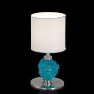 Настольная лампа IDL Charme 600/1LP pure steel with blue Murano glass / ivory chinette Настольная лампа IDL Charme 600/1LP pure steel with blue Murano glass / ivory chinette