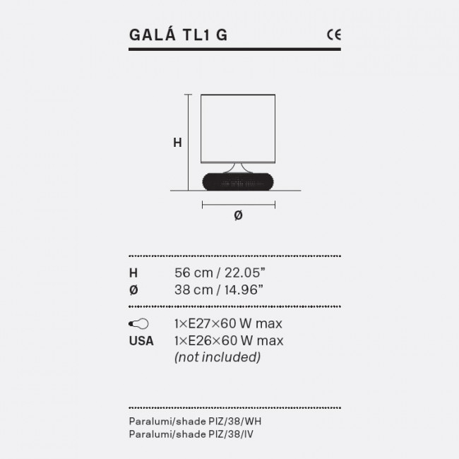 Настольная лампа Masiero Gala TL1G 45 V97